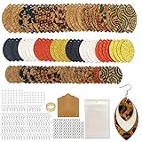 AOUXSEEM 321 Pcs Faux Leather Earrings DIY Making Kit for Beginners, Contains 96 Pre Cut Evil Eye Earring Pieces with Hooks Jump Rings Opener Earring Display Cards and Self-Adhesive Bags (Real Cork)