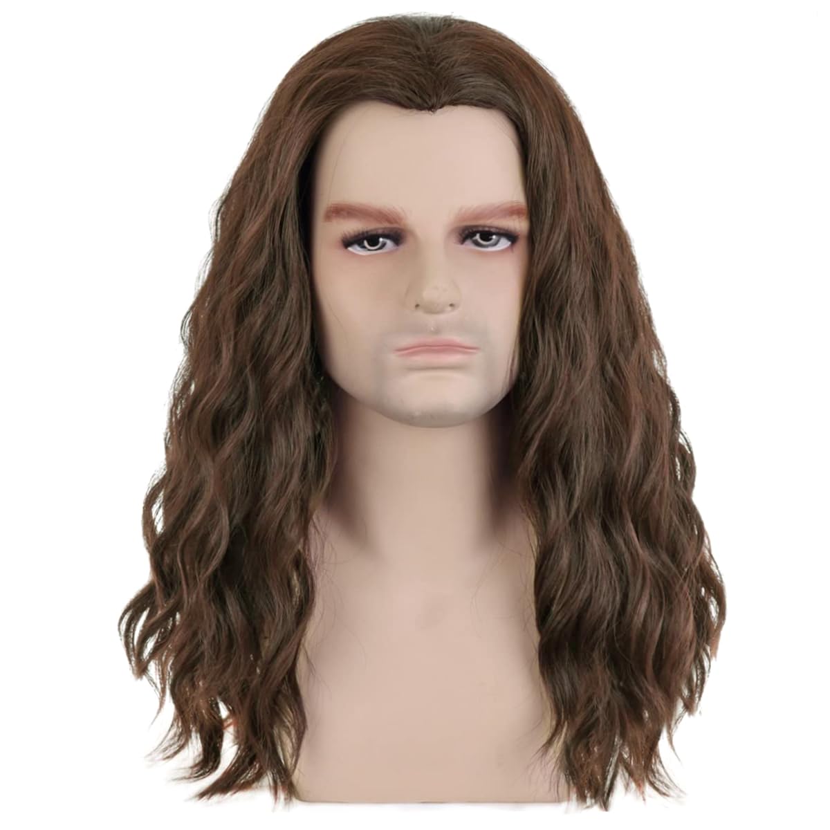 PORSMEER Men's Dark Brown Long Curly Cosplay Wig for Aquaman Arthur Halloween Costume Party/70s 80s Rocker Male Cosplay - Image 3