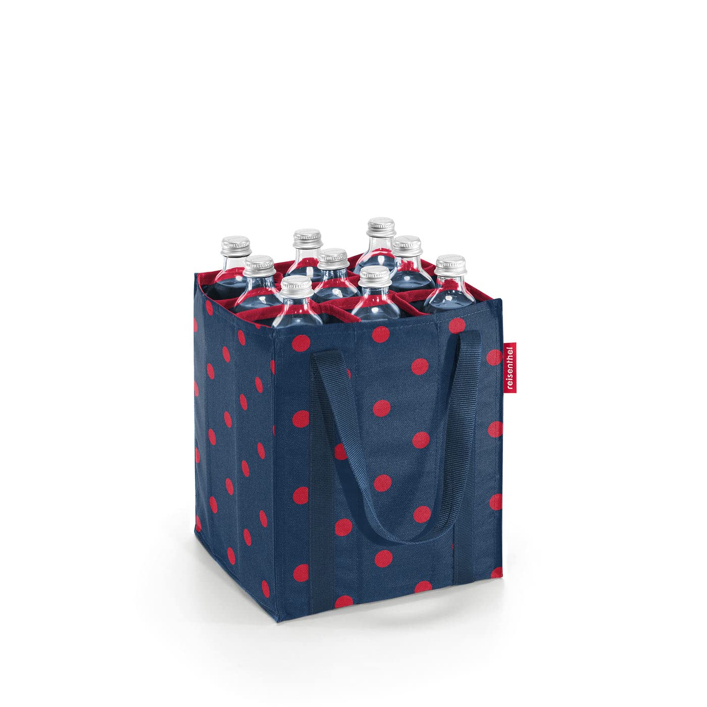 reisenthel bottlebag Mixed dots red - 9 Fächer, einfaches Recycling der Flaschen, Tragegurte