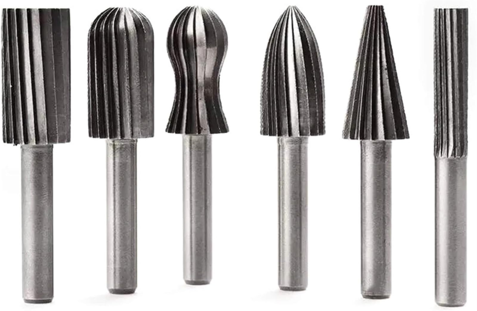 Lima de escofina de metal, juego de limas de aguja, 6 piezas de vástago redondo de 6 mm, pulido y pulido, broca, fresa, lima rotativa eléctrica, tallado en madera, cabezal de molienda, lima resistente