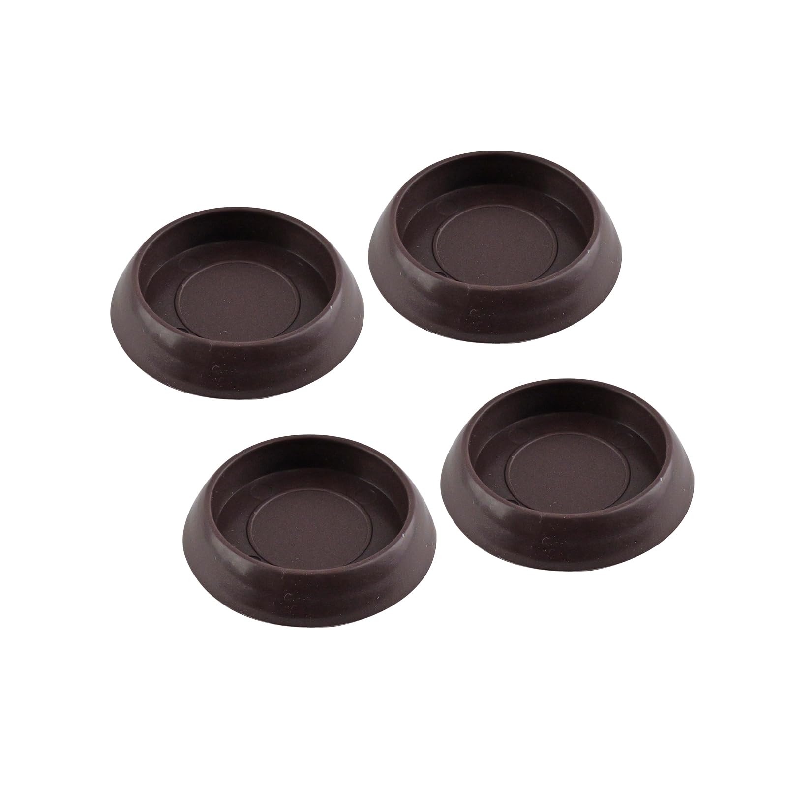 Furniture Caster Cups with Smooth Vinyl Bottom for Carpet or Durable Hard Floor Surfaces- Protect your Floors from Damage, 1-1/4" Round Furniture Protectors, Brown (4 Pieces)