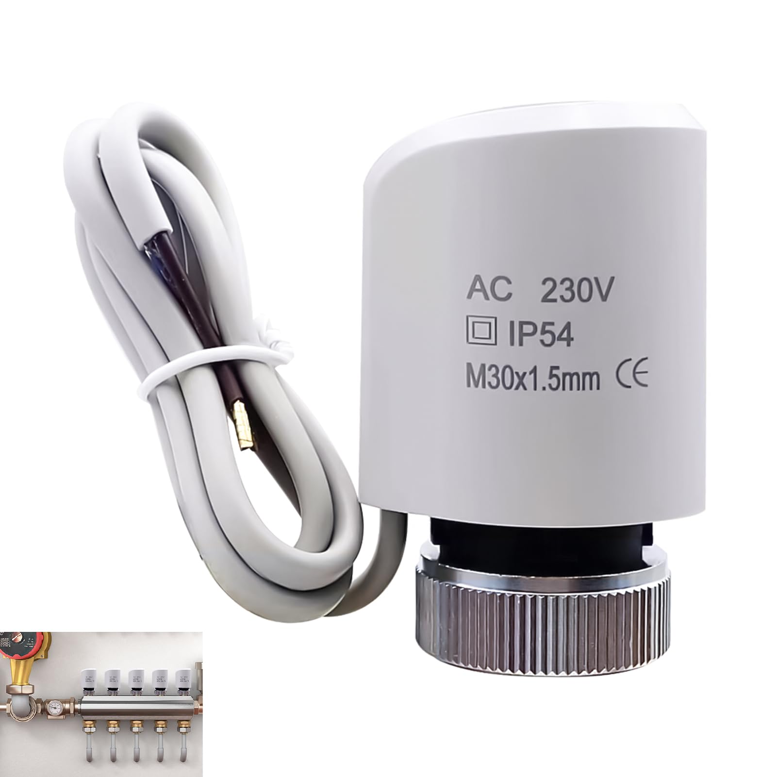 Underfloor Heating Actuator 230V, Underfloor Heating Actuators Thermoelectric, AC230V Normally Closed M30x1.5mm Heating Manifold Floor Electric Thermal Actuator for Beulco Cronatherm WΓ€rmer System