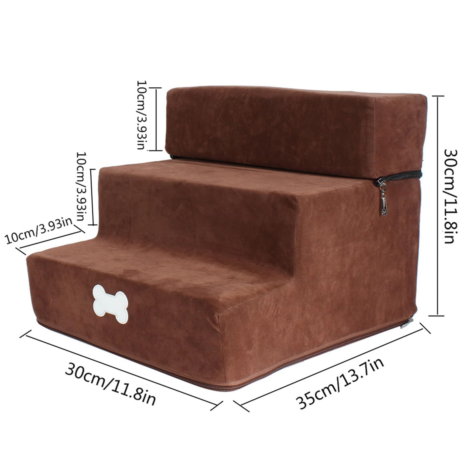 Escaliers Ergonomiques pour Chiens et Chats - 3 Niveaux Ajustables avec Housse Amovible, Idéaux pour Canapé, Lit, Bureau et Maison