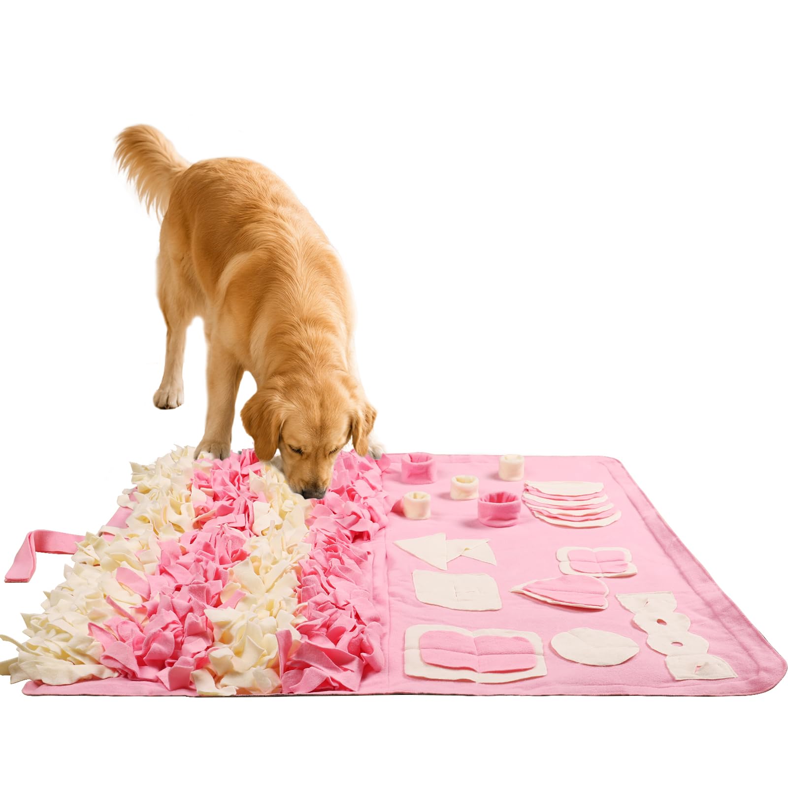 Stellaire Chern Snuffle Mat for Small Large Dogs (39.4" x 39.4") - Nosework Feeding, Easy to Fill, Machine Washable Training, Pet Activity/Toy/Play, Great for Stress Release - L & Pink