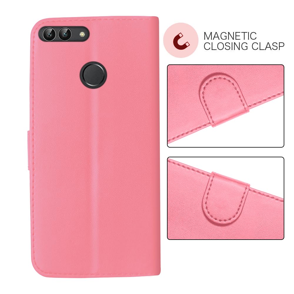Leder-Hülle Für Huawei P Smart (2017/2018) Mit Ständer & Kartenfach – Praktische Brieftaschen-Alternative In Marine