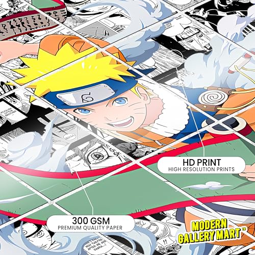 Image of MODERN GALLERY MART Pack of 20 Naruto Manga Poster | A4 Size Anime Wall Art (8.3 x 11.7 inch) | Manga Posters with Glue Dots | Anime Poster for Bedroom, Living Room, Office (1)