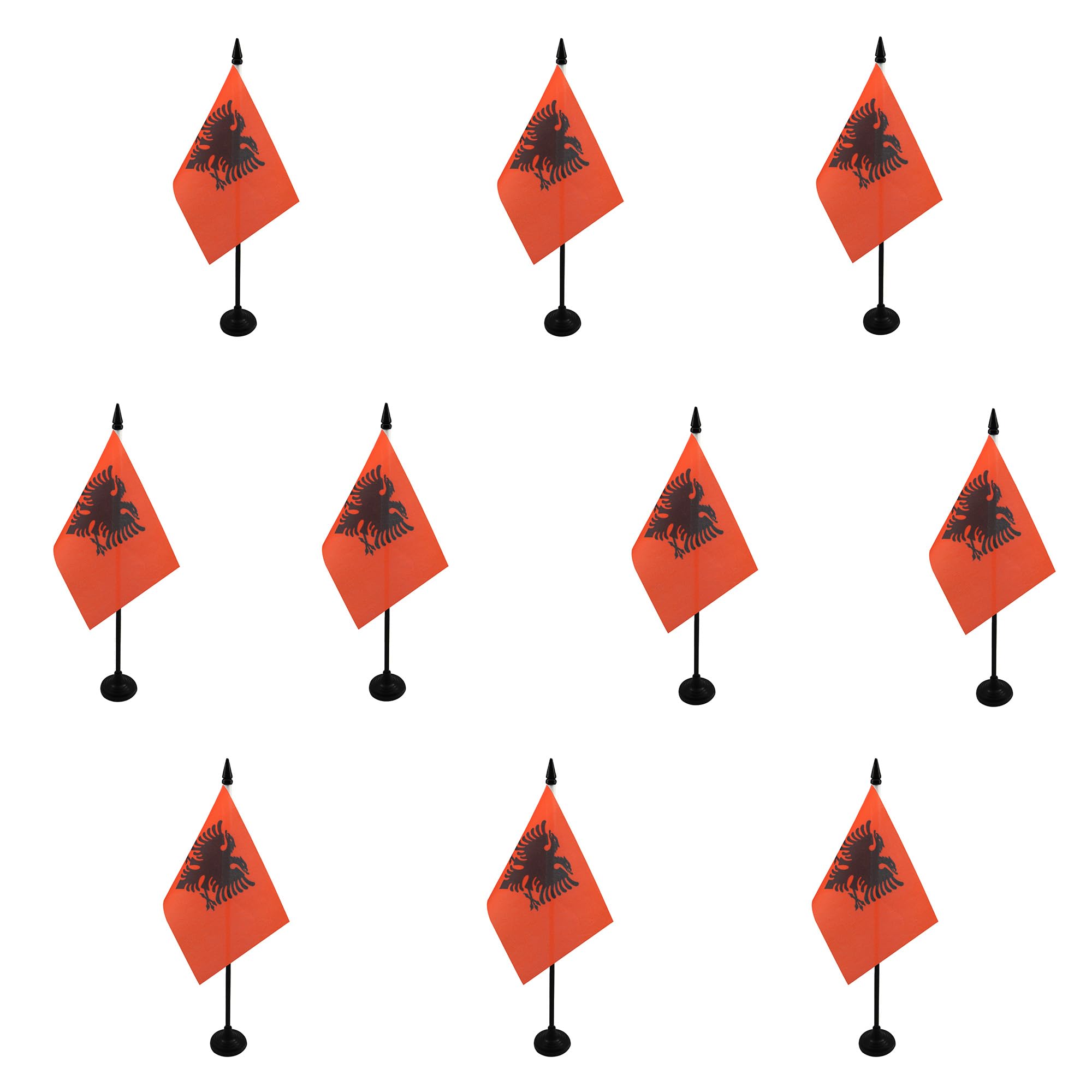 AZ FLAG Pack of 10 Albania Table Flags 4x6 in 100D Polyester Plastic Base