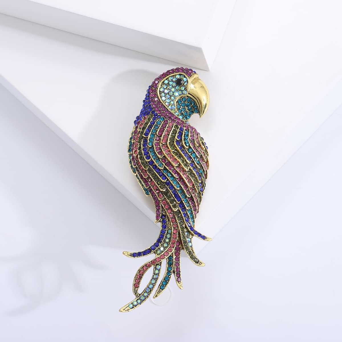Cute Parrot Rhinestone Lapel Brooch Pin for Women Girls Men Colorful Crystal Bird Animal Pins Clip Collar Shawl Dress Suit Coat Jackets Badges Brooches Pins Delicate Jewelry Gifts Birthday image 5