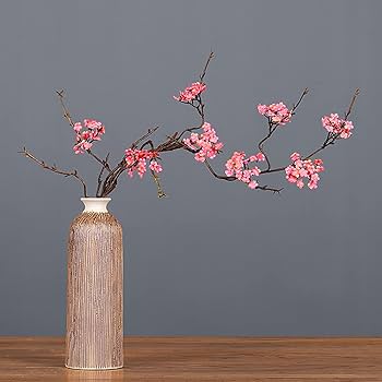 変な形の枝　梅の枝　 インテリア　ハンドメイド素材 Amazon｜「Tuokus」人工観葉植物 造花 梅の花 桜 手作り フラワー