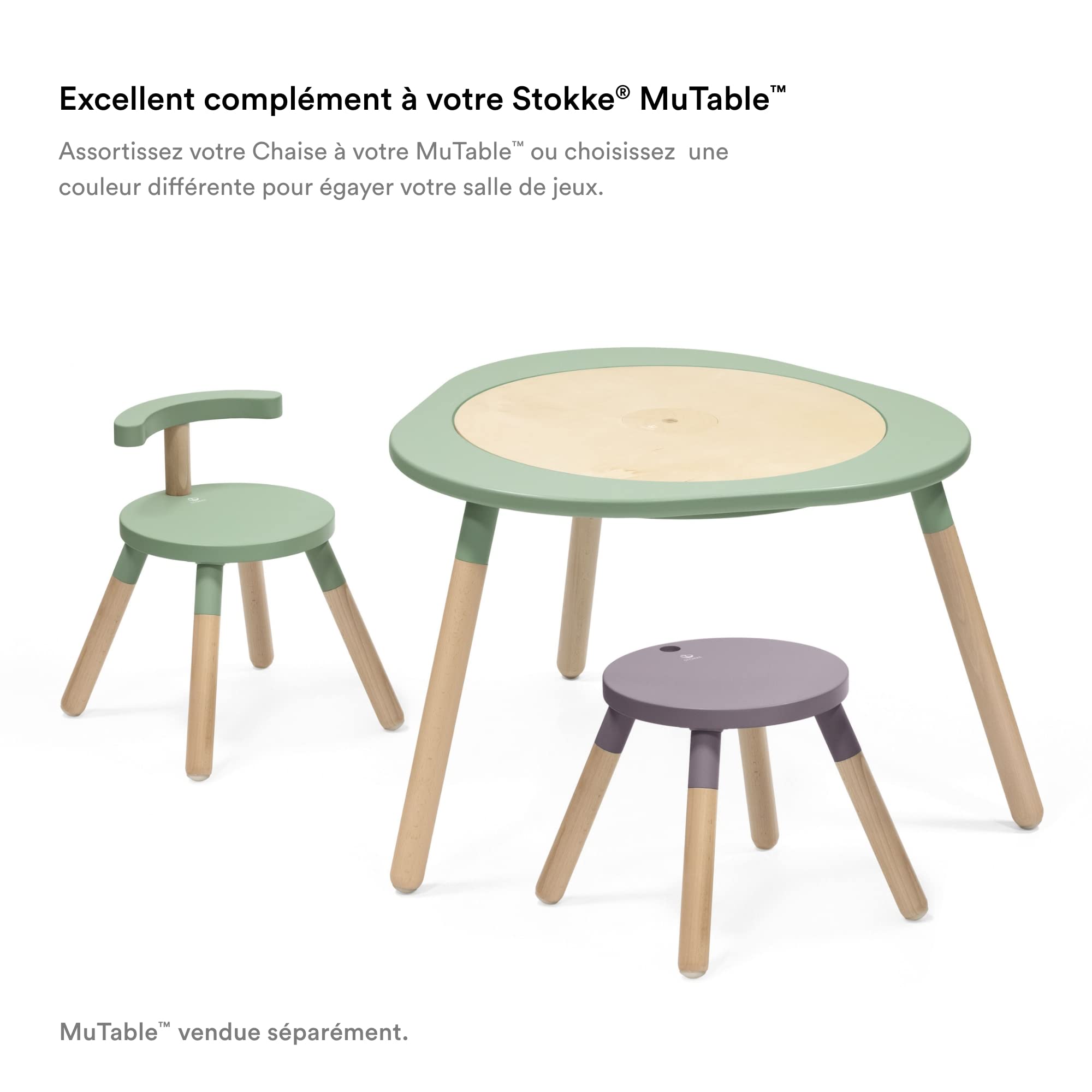 Chaise Stokke MuTable, White - Version 2023 - Hauteur d'assise réglable et dossier amovible - Fabriquée en bois de hêtre - Pour les enfants de 1,5 à 8 ans
