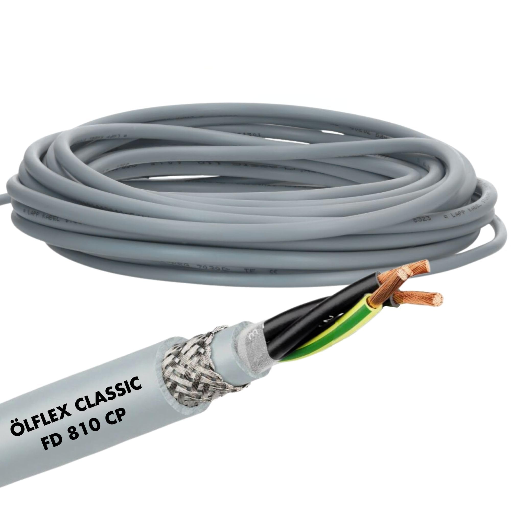 Lapp 810CP 0026450 Cavo di Comando Schermato 3G1.5 mm | Cavo flessibile multipolare per posa mobile, 3 conduttori da 1,5 mm con protezione in rame stagnato e guaina in PVC