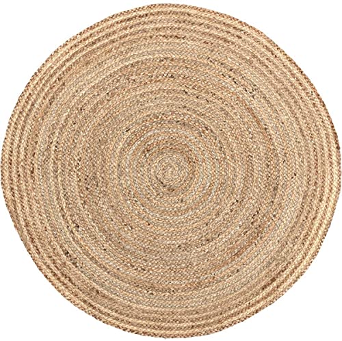 Image of Jute Fiber Braided Round Rug (Beige, 60 Cm)
