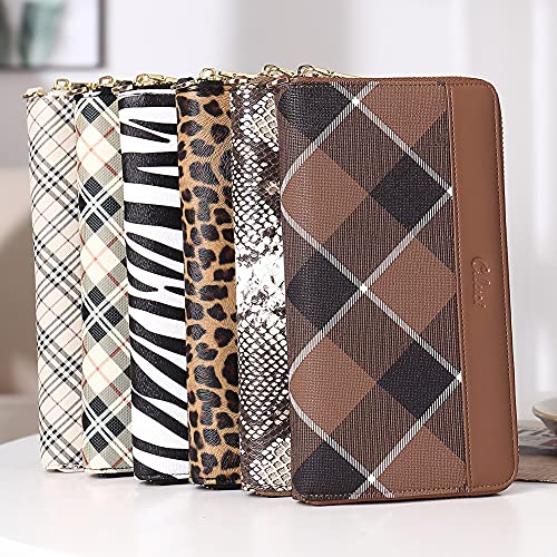 Cluci Women Wallet Large Leather Rfid Blocking Designer Zip Around Card Holder Organizer Ladies Travel Clutch Wristlet Leopard Pattern #TOP6