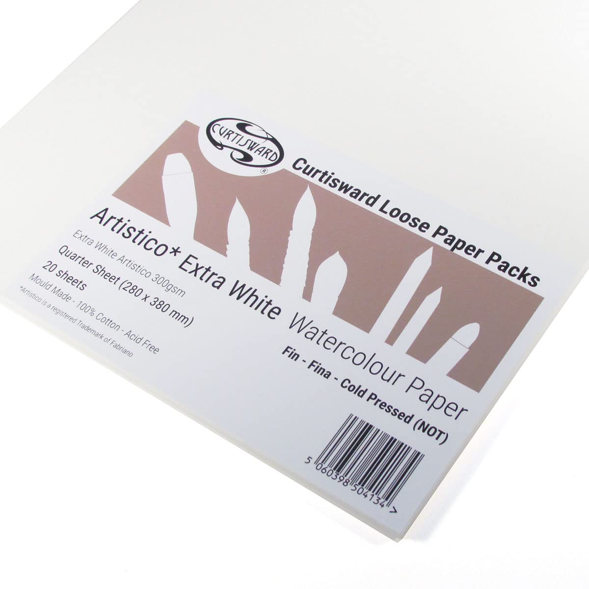 CurtiswardPack of Fabriano Extra White Artistico Cold Pressed Watercolour Paper 380x280mm 20 Sheet Pack 300gsm