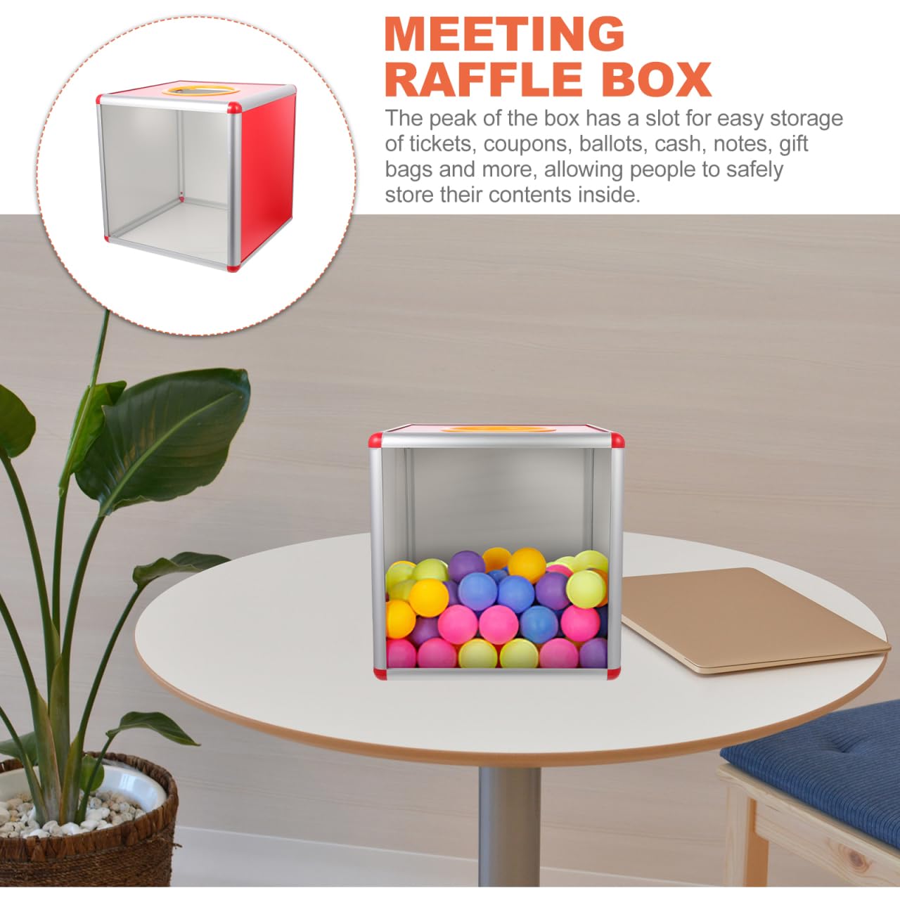 Boîte De Loterie Transparente De 30 Cm - Rouge - Avec Ouverture De