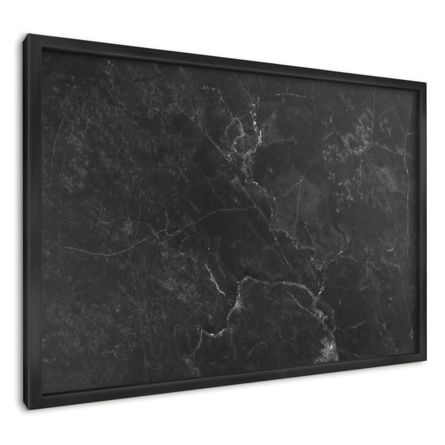 Magnetboard 60x40 cm | mit Schwarzem Rahmen | Schwarzer Marmor