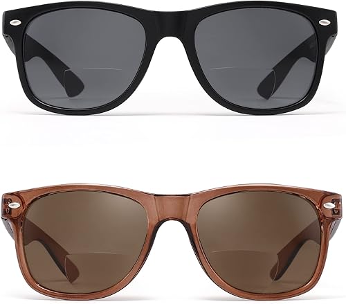 Miniatura 2 de HIYANJN 2 pares de lentes de sol de lectura bifocales para hombres y mujeres, lentes de lectura tintados al aire libre con bisagra de resorte