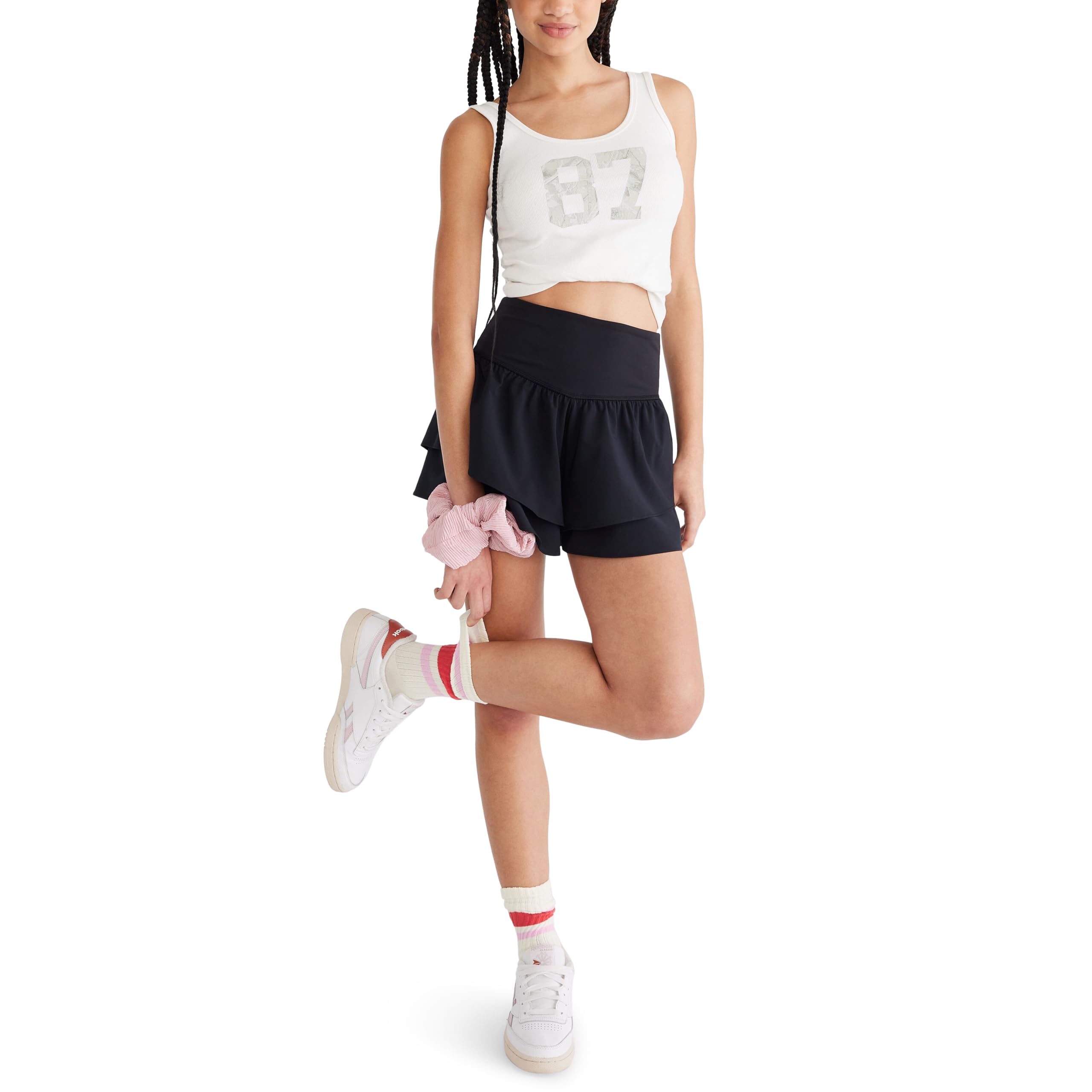 

                                                    Aeropostale Women's Active High Rise Flutter 2.25"