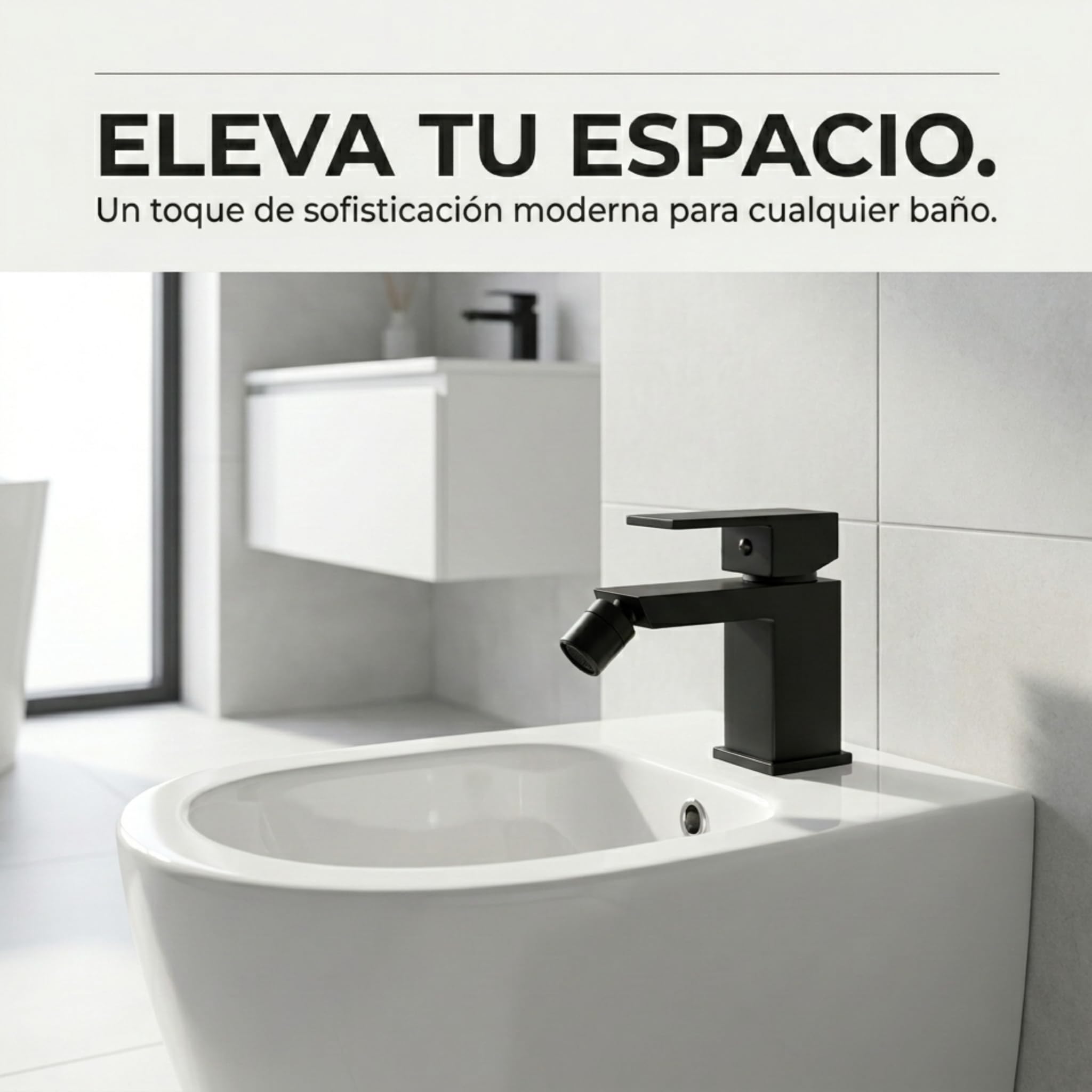 VALAZ Rubinetto Bidet Nero Opaco | Miscelatore Lavabo Bagno Acqua Fredda e Calda, Risparmio Acqua | Installazione Facile e Veloce | Ottone, Inossidabile, Elegante, Quadrato, Serie Segura