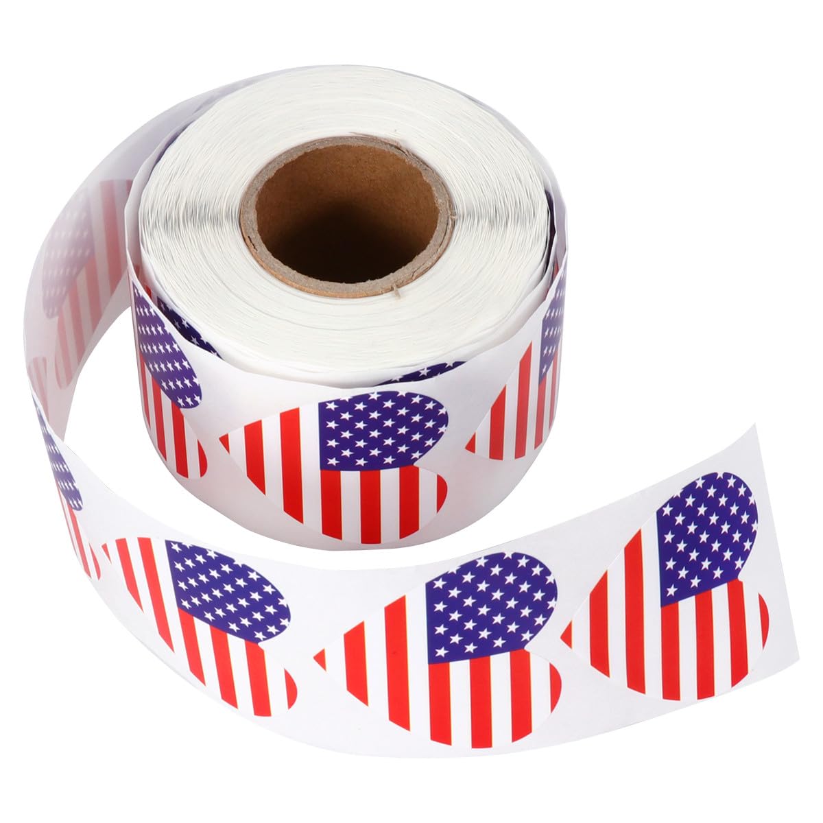 Autocollants Drapeau Américain en Cœur, 500 Pièces Rouleau Papier Adhésif