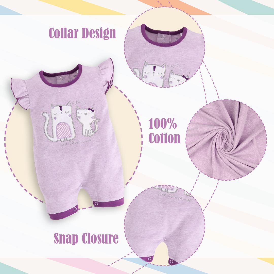 BabyGo Half Sleeves Baby Romper| 100% Cotton Rompers for New Born Baby| Baby Dress | Sleepsuit for Baby Girls| Onesies| 0-3M| 3-6M| 6-9M| 9-12M| Infant Clothes 3