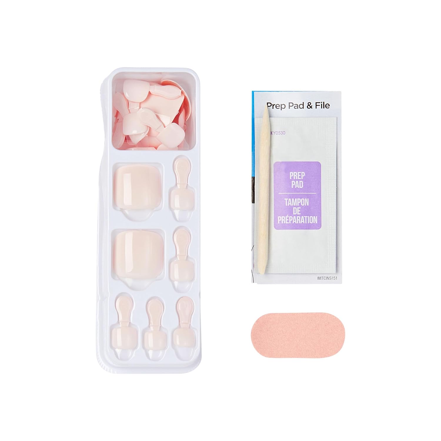 Kiss Impress No Glue Mani Press On Nails, Color, 'Mermaid Kisses', Pink, Short Size, Squoval Shape, Includes 24 Toenails, Prep Pad, Instructions Sheet, 1 Manicure Stick, 1 Mini File