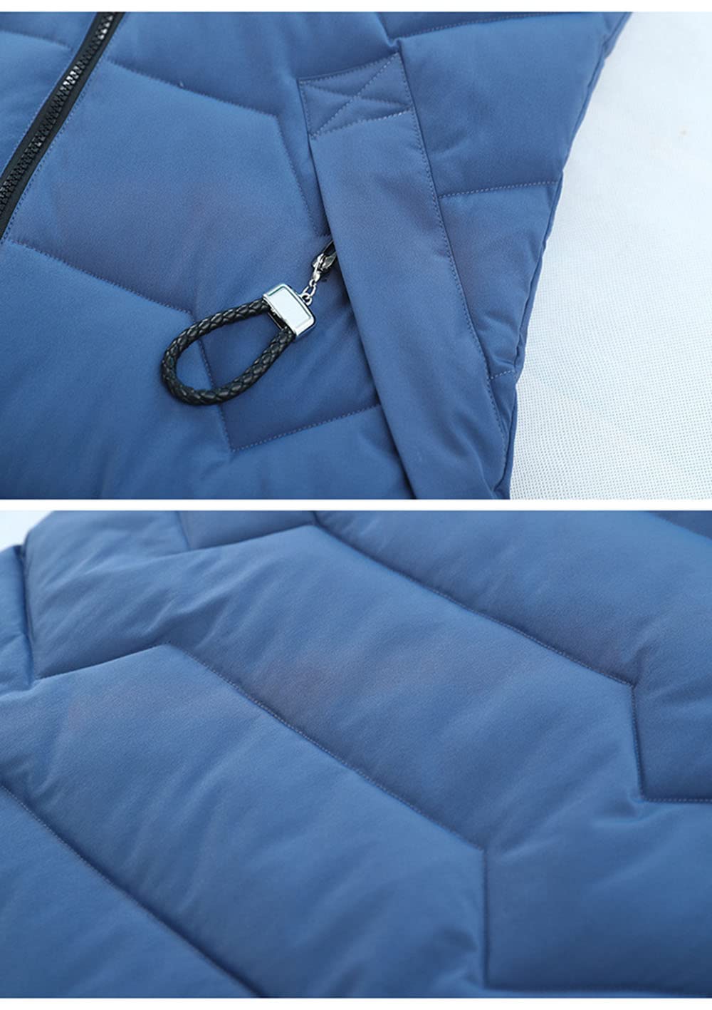 Gilet in Piumino Donna Gilet Trapuntato Autunno Invernali Smanicato Piumino Canottiera Mode Leggermente Imbottito Giacca con Cappuccio Gilet con Tasche Casual con Cerniera Outerwear,Blu,M