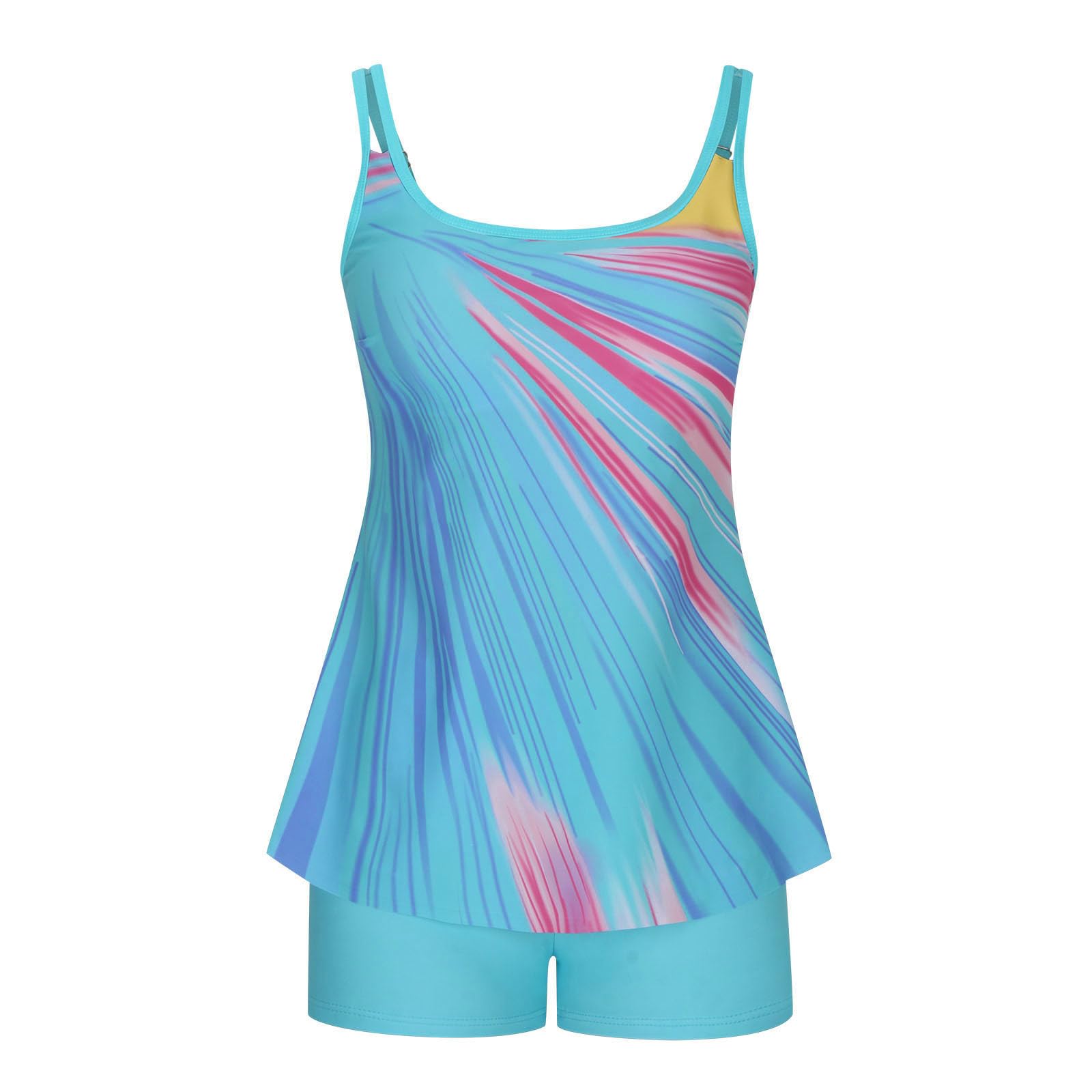 MaMiDay2024 Womens Tankini Bathing Suits Two Piece Modest Flowy Beach Swimwear Sets Tummy Control Swimsuits with Boyshorts