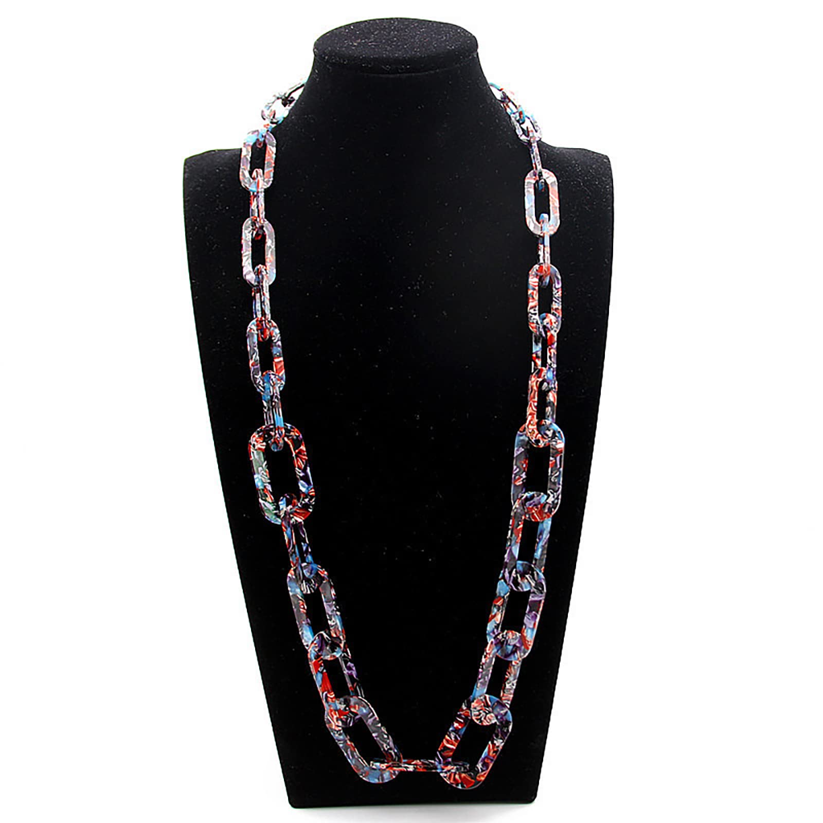 Collana lunga colorata a catena cubana in acrilico, da donna, versatile, alla moda, esagerata, alla moda, gioiello per ragazze bohémien
