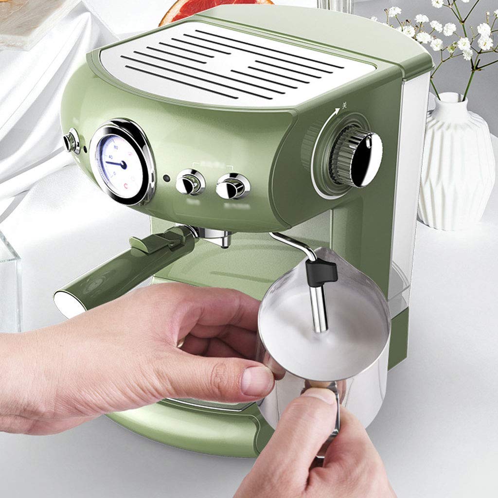 Domowy włoski ekspres do kawy 19BAR Ekspres do kawy Półautomatyczna wizualizacja ciśnienia pompy Podwójna regulacja temperatury 220V Retro Design Zielony little surprise