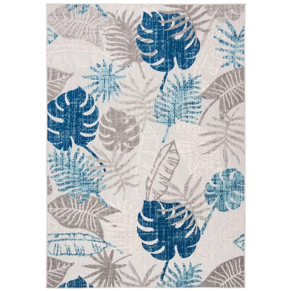 SAFAVIEH Washable Rug Outdoor Cabana Collection - 9' x 12', Grey & Blue, Non-Shedding & Easy to Clean, Ideal for Patio, Backyard, Mudroom (CBN831F)