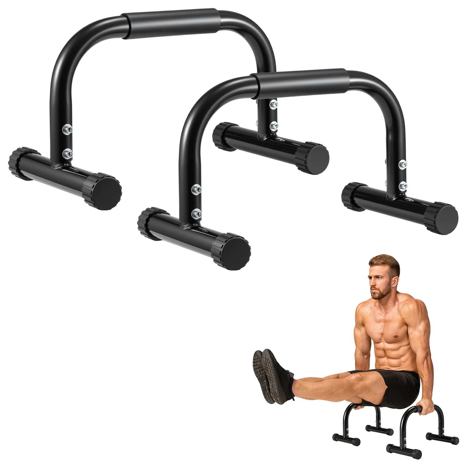 BREEZENEST Parallettes Bars Heavy Duty Push Up Bars 10.2in High Calisthenics Equipment, Strength Training Push Up Stands for Handstands, Full Planche, Dips & Core Workout Home Gym Fitness Equipment