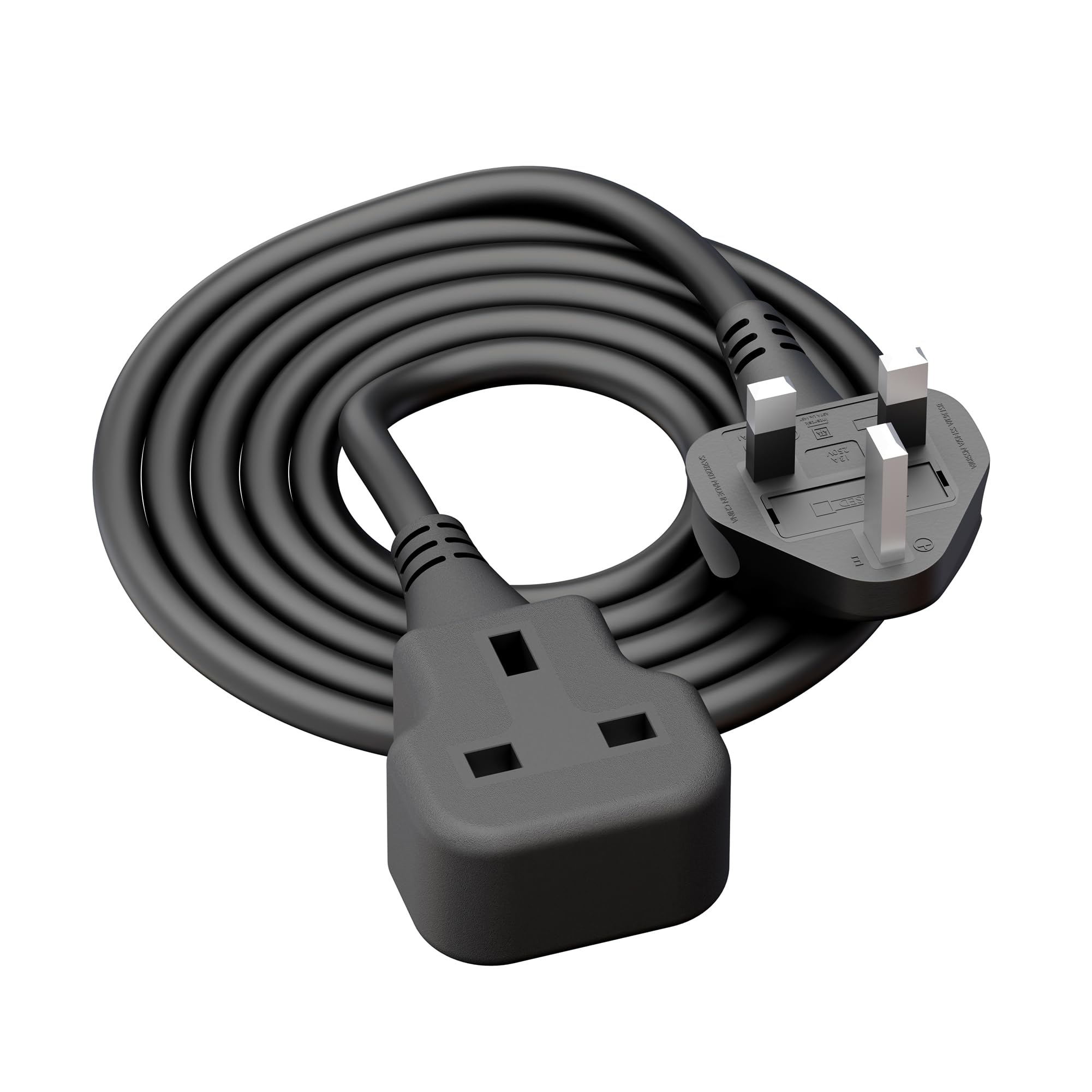 1 Meter Short Extension Lead Single Plug Socket Power Cable 13 Amp Extension Cord Electrical Socket Black