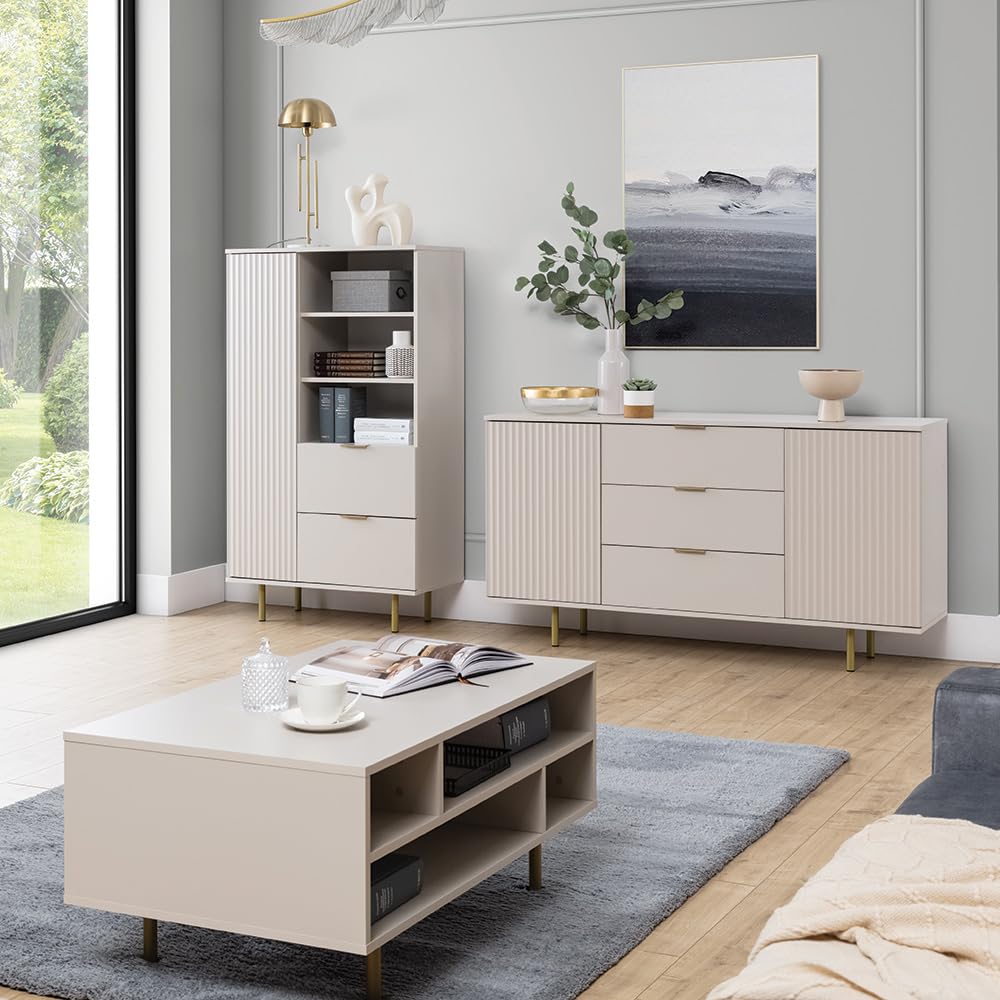 Lomadox Wohnmöbel Set Wohnwand Kaschmir 3-teilig modern 1 Sideboard, 1 Couchtisch, 1 Highboard