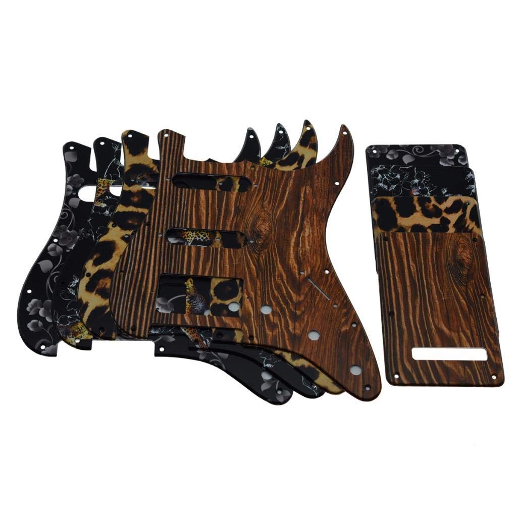 Dopro - Battipenna in plastica 3D stampato per chitarra Strat HSS, piastra posteriore ST, copertura tremolo per Fender Strat statunitense/messicana, motivo floreale