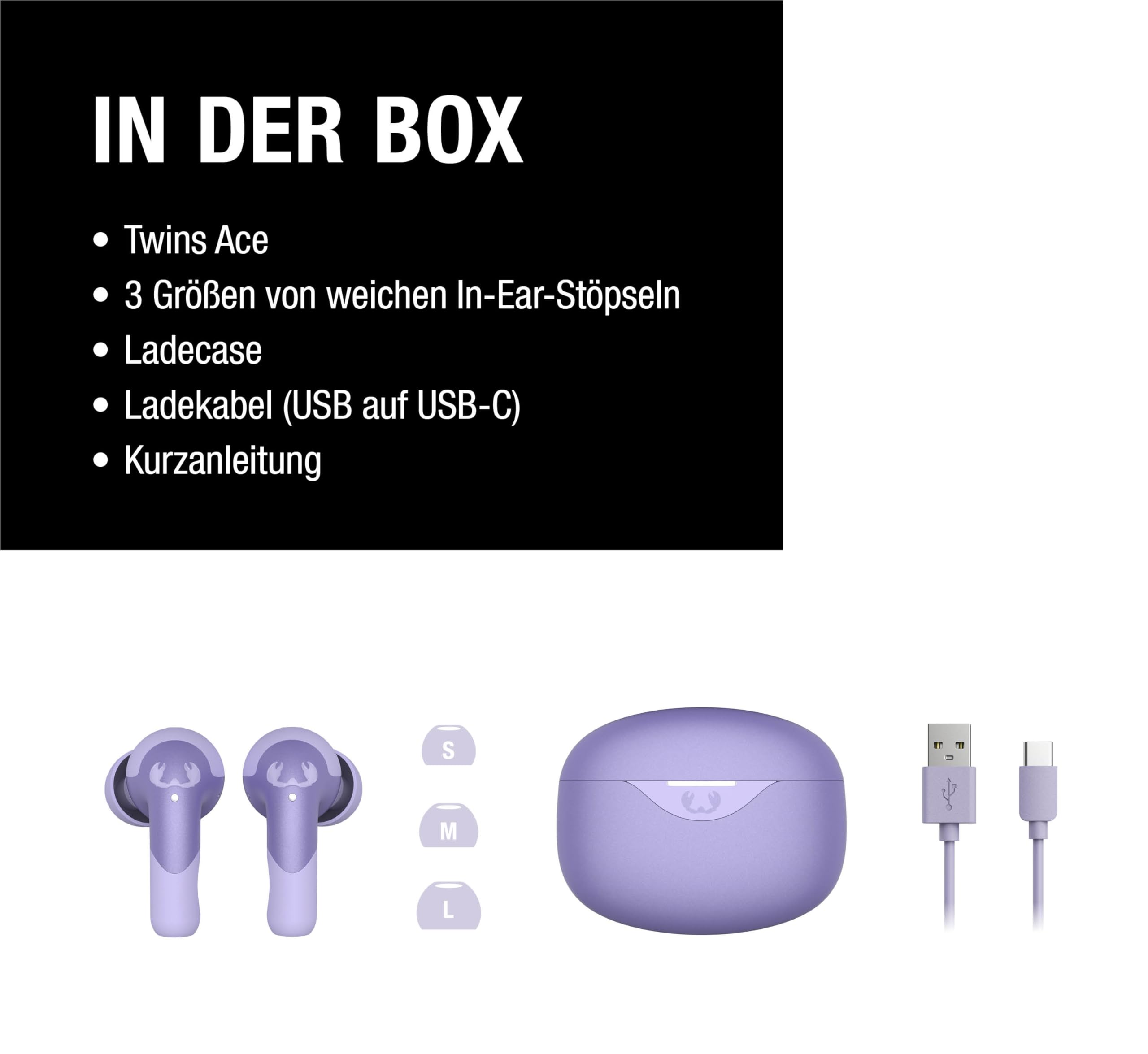 Fresh 'n Rebel Twins Ace Bluetooth kopfhörer In Ear mit Hybrid Active Noise Cancelling, In-Ear Kopfhörer kabellos, Mit ENC microfon, Bluetooth 5.3, IPX4 spritzwasserfest, 34 std. Spielzeit (Lila)
