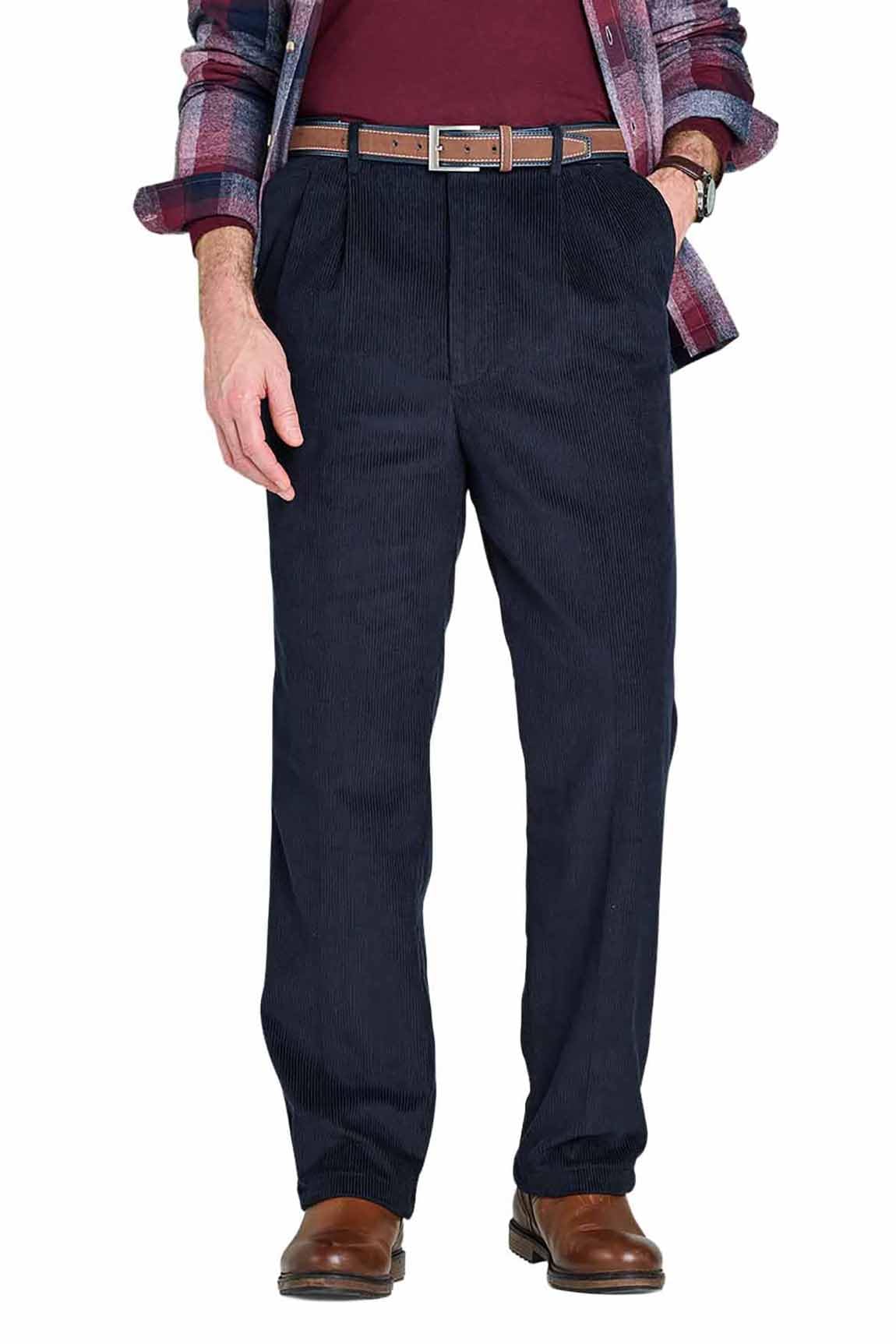 Chums Men's HIGH-Rise Trousers Luxury Cotton Corduroy Navy 38W / 29L