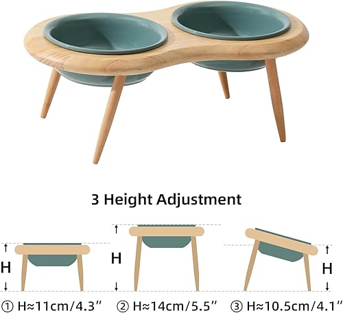 Miniatura 2 de Ceramics - Cuenco para gatos de raza media, color verde oscuro, 20.3 fl oz