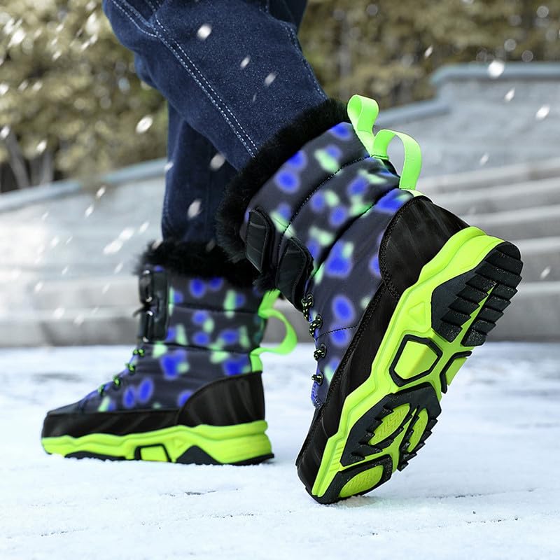 DHOVOR Boys Snow Boots Kids Winter Walking Boots Waterproof Warm Snow Shoes Non-Slip Hiking Boots (Little Kid/Big Kid)4