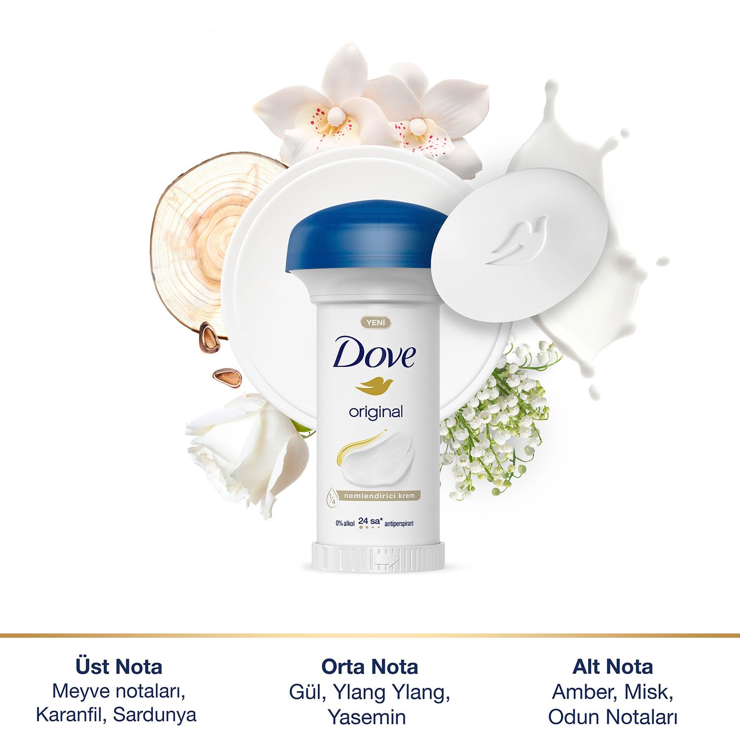 Dove Original Kadın Stick Deodorant 1/4 Nemlendirici Krem Yeni 50 ml (2 paketi)
