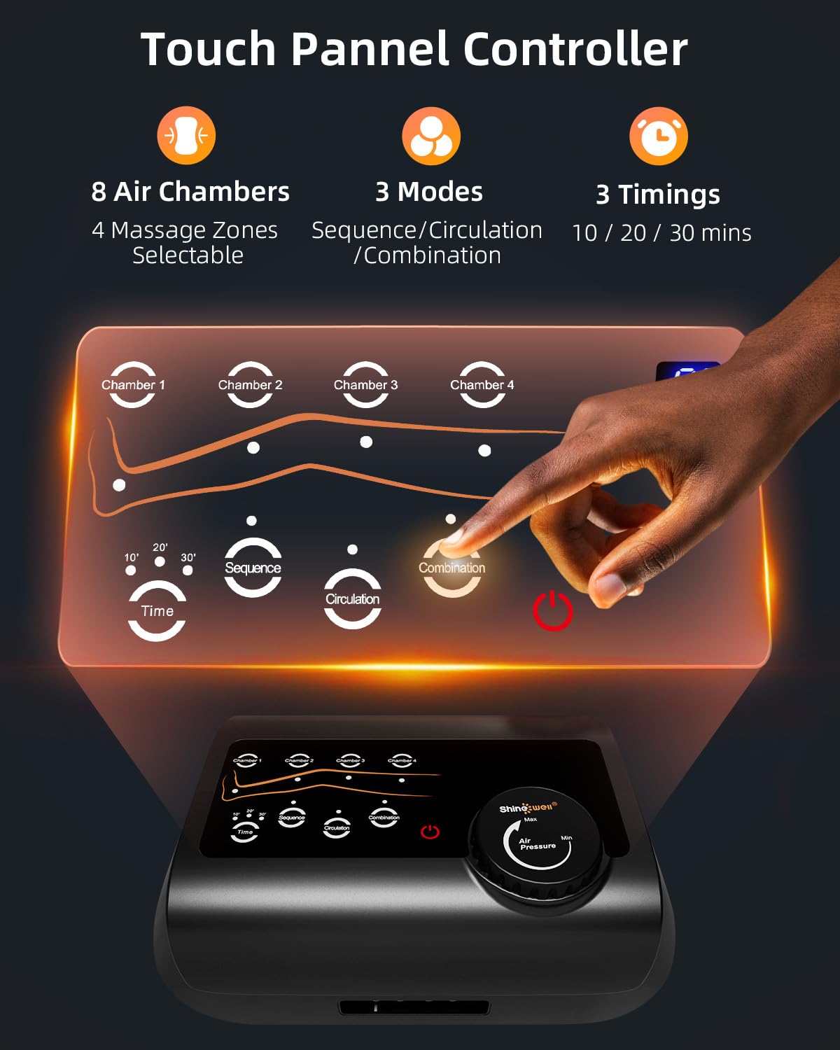 MIKO Shiatsu Foot Massager with Heat and Air Compression thumbnail 9