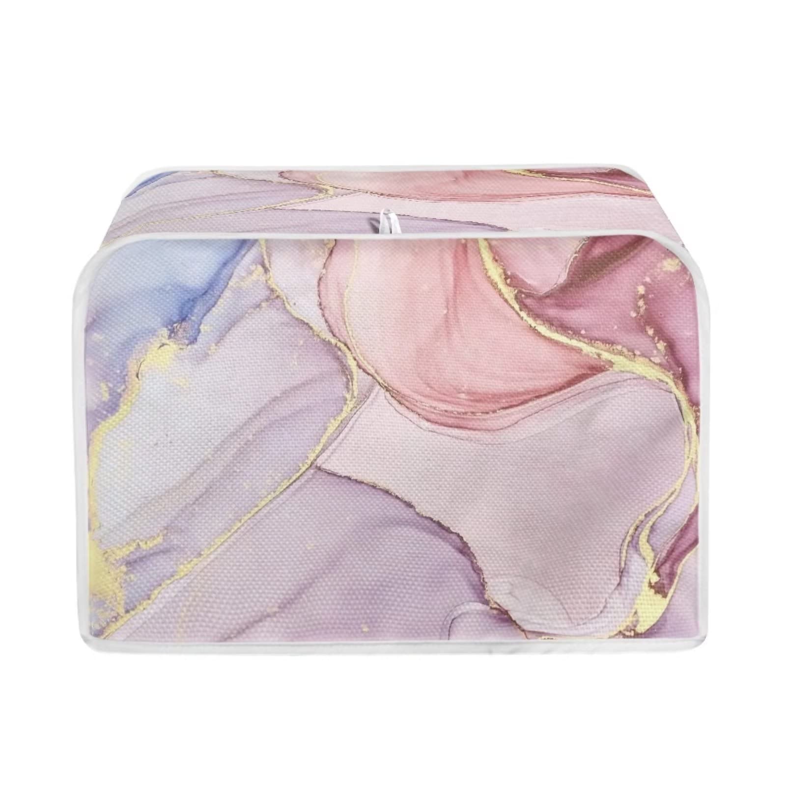 Nopersonality Marble Pink Toaster Covers 4 Slice with Top Hook for Easy Storage Machine Wash Kitchen Tool Bread Maker Oven Universal Size Bakeware Protector Lightweight Toaster Cover