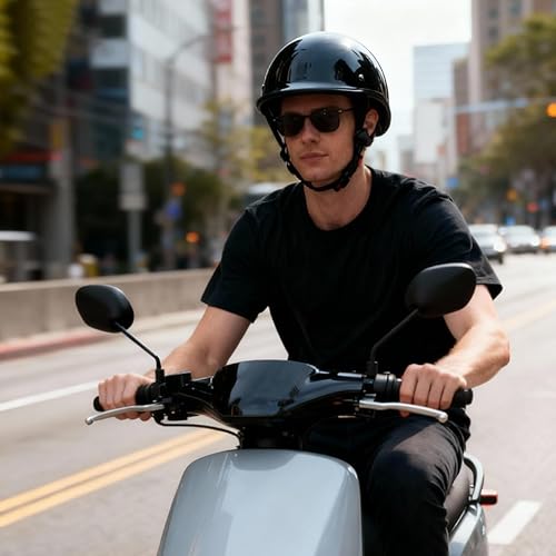 Miniatura 6 de Motorcycle Half Helmet, DOT Vintage Open Face Half Shell Low-Profile Skull Cap Moped Beanie Novelty Helmet for Adult Men Women