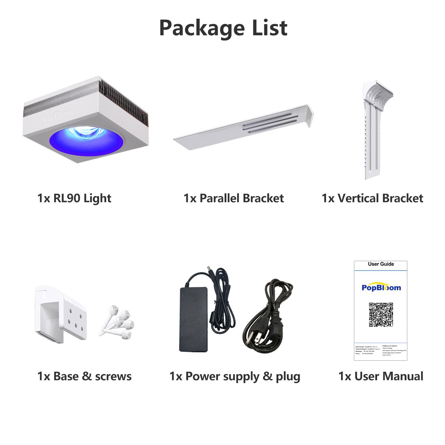 PopBloom RL90 WiFi Lampe Reef Aquarium Beleuchtung Led Meerwasser led beleuchtung für aquarium led lampen aquarium 24inch 2ft 60cm marine coral fish tank (1 RL90 WiFi mit Armhalterung)
