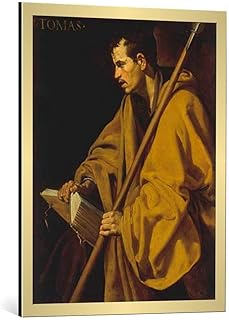 kunst für alle Quadro con Cornice: Diego Rodriguez de Silva y Velazquez der Apostel Thomas - Stampa Artistica Decorativa, Cornice di Alta qualità, 65x85 cm, Oro Spazzolato
