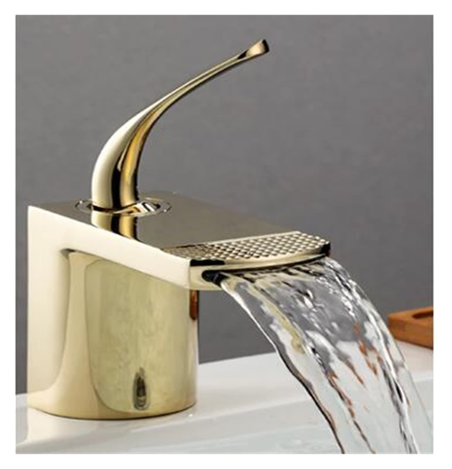 Mitigeur d'évier cascade salle de bain en laiton robinet d'eau chaud et froid gold