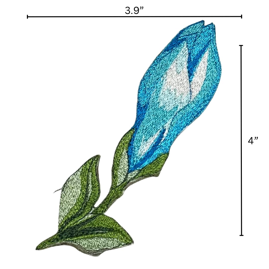 GARAAN - Machine Embroidered Applique, Embroidery Patch, Sew on Patches, DIY Projects, Magnolia Small Bud Blue (Pack of 6) 1