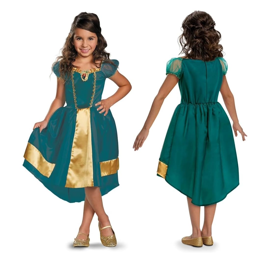 Disney Oficial Clásico - Disfraz de Princesa Merida Brave para Niña, Carnaval y Halloween, Talla S