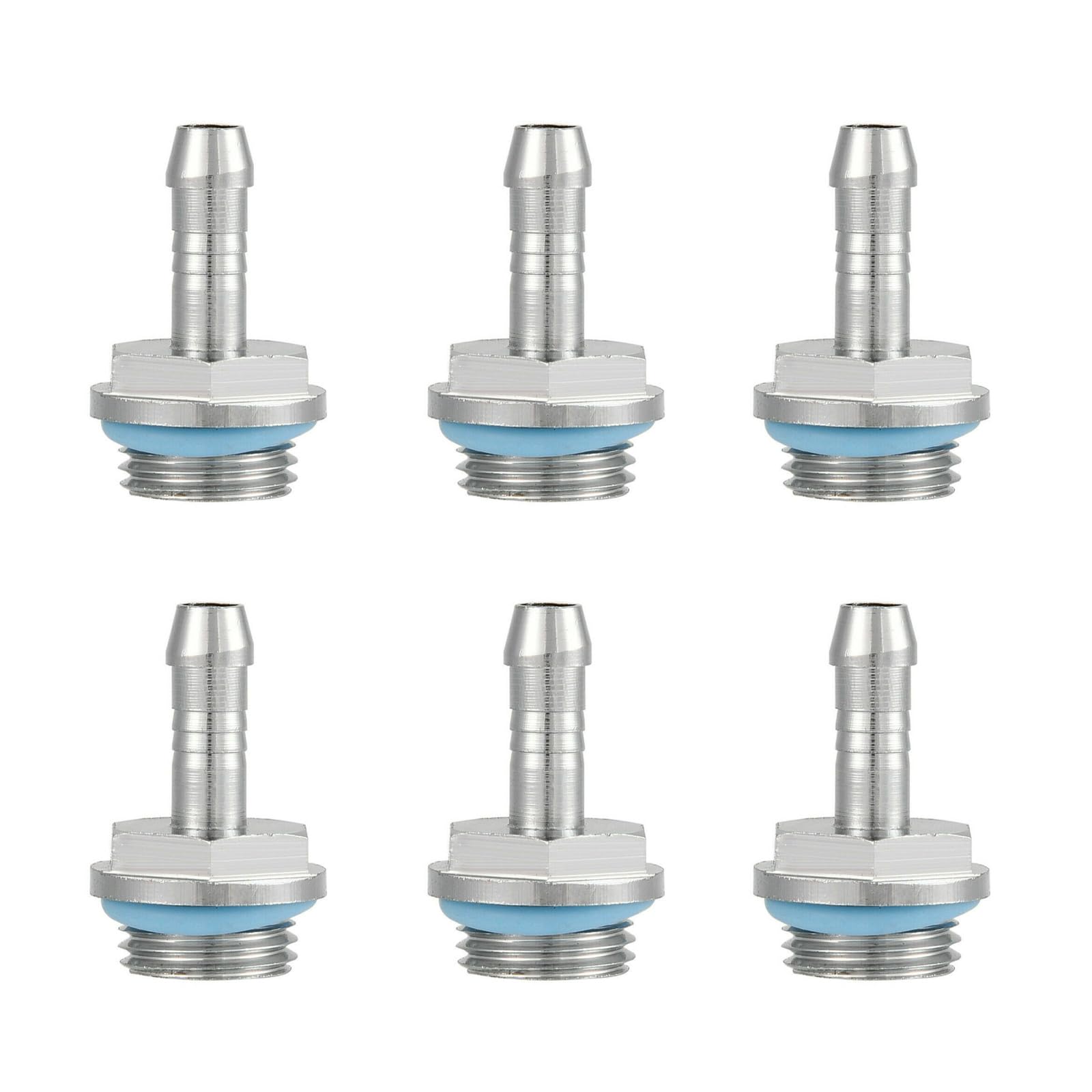 Raccords Cannelés G1/4 Pour Watercooling - Laiton Chromé, Bague Silicone - Lot De 6, Diamètre 7,2 Mm - Pour Radiateurs, Pompes, Réservoirs