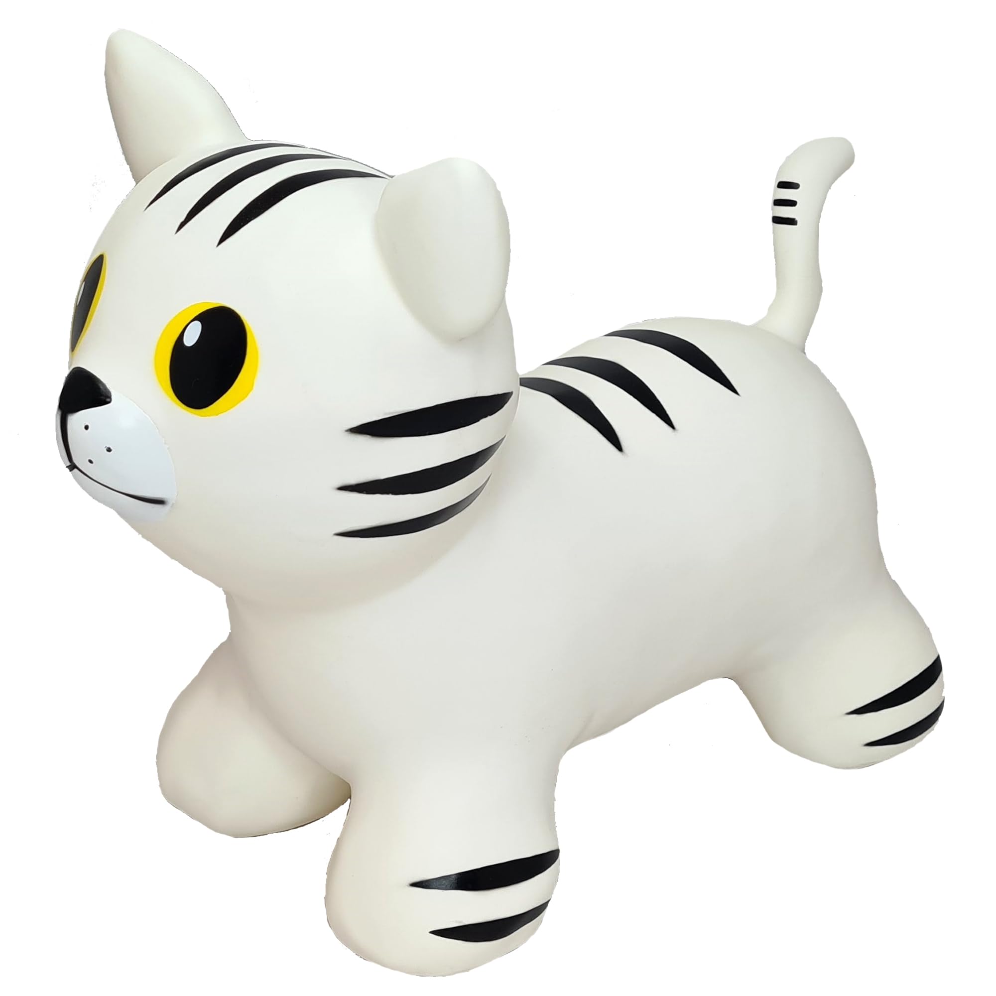 GERARDO'S Toys My First Jumpy für Kinder ab 1 Jahr, Bouncy Hopper Ride on Animal White Cat mit Pumpe enthalten, aufblasbare Hüpfburg für Kleinkinder drinnen und draußen